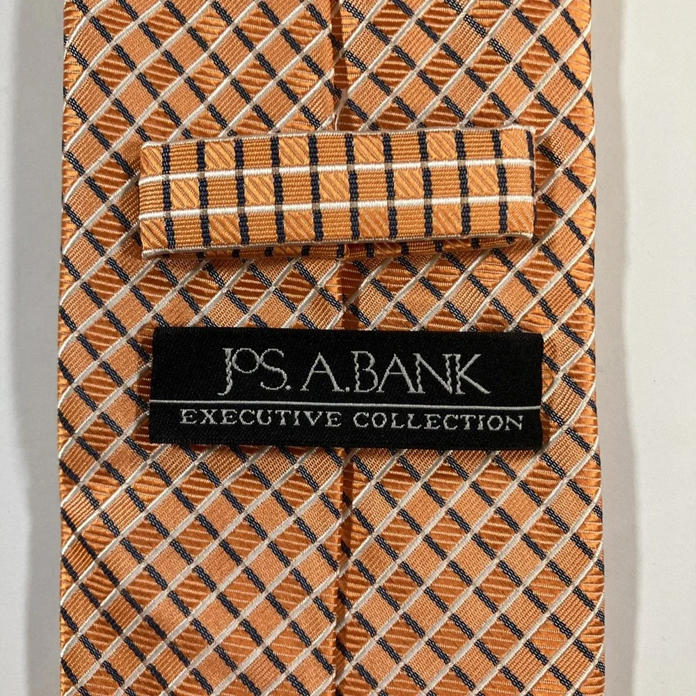 Jos. A. Bank Executive Collection Tie Mens Orange Neat Geometric Silk NWT